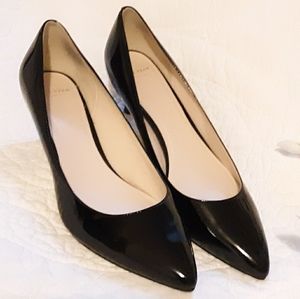 Size 9.5 B Cole Haan Grand OS black patent kitten low heels 2 inch